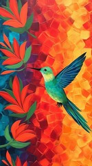 Hummingbird and flower. Generative AI