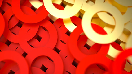 3D Rendered Red and Gold Circular Wealth Background
