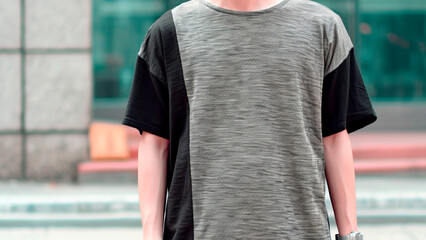 Front t-shirt design fashion handsome man mockup design