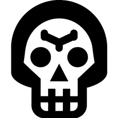 skull, voodoo, dead, death, reaper, Halloween, icon, symbol, bone, human skull, vector, pictogram, black 