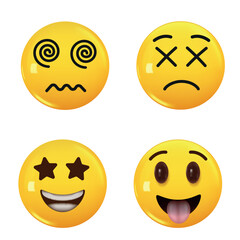 Set of 3d icon yellow color smile emoji. Set Icon Smile Emoji. Vector