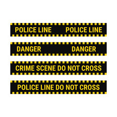 Police Line Set In Yellow Black Color And Rectangle Shape For Danger Sign
