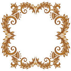 Hand drawing gold floral frame background