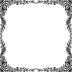 Doodle drawing floral frame background on black and white.