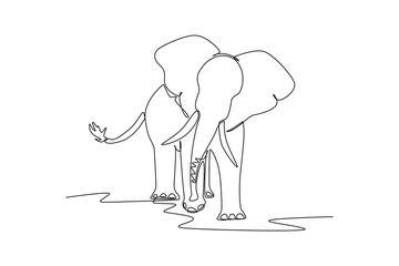 Single one line drawing mammal animal concept. Continuous line draw design graphic vector illustration.