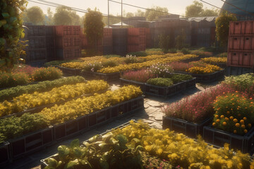 structure for planting a vegetable garden in the city, Generative AI