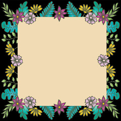 Hand drawing floral frame background 