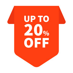 Discount 20 Up To In Orange Color And Unique Shape For Advertisement
