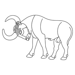 Stylized bull. Ancient Egyptian animal design. Black and white linear silhouette.