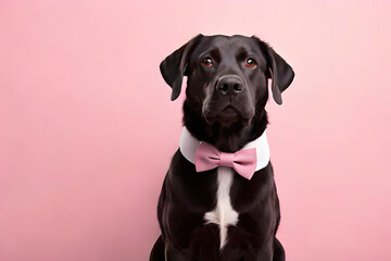 Fototapeta premium Labrador Retriever dog on soft pink background