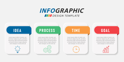 Infographic template. 4 Step timeline journey, Flat simple infographics design template. presentation graph. Business concept with numbers 4 options or steps vector illustration.