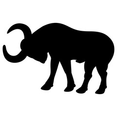 Stylized bull. Ancient Egyptian animal design. Black silhouette on white background.
