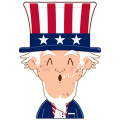 uncle sam whistling face cartoon cute for Independence Day