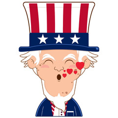 uncle sam whistling love face cartoon cute for Independence Day