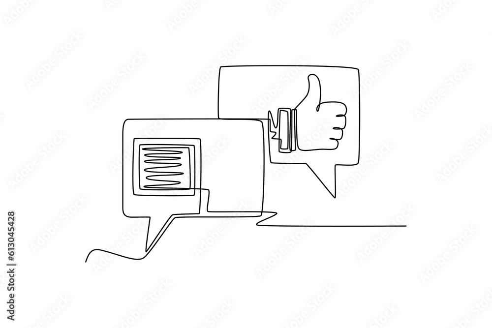 Aufkleber continuous one line drawing customer service concept. single line draw design vector graphic illustr