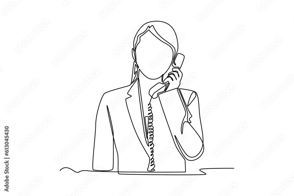 Aufkleber continuous one line drawing customer service concept. single line draw design vector graphic illustr