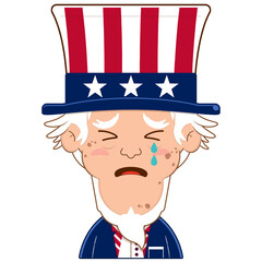 uncle sam crying and scared face cartoon cute for Independence Day (US)