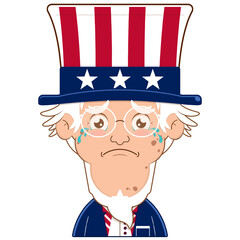 uncle sam crying and scared face cartoon cute for Independence Day (US)