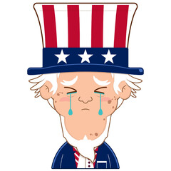 uncle sam crying and scared face cartoon cute for Independence Day (US) - obrazy, fototapety, plakaty