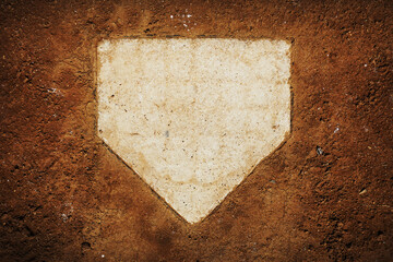 Baseball and softball sport home plate on infield dirt - 613046605