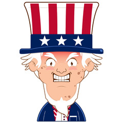 uncle sam angry face cartoon cute for Independence Day (US)