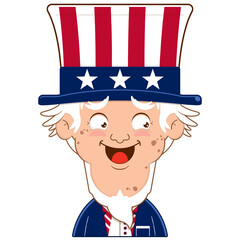 uncle sam doubt face cartoon cute for Independence Day