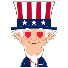 uncle sam in love face cartoon cute for Independence Day