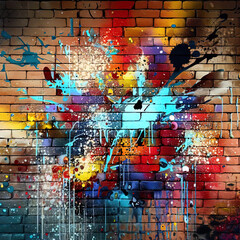graffiti splash on wall with Generative AI.