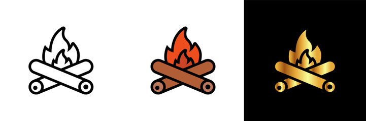 Bonfire Icon, an icon representing a bonfire, symbolizing warmth, gatherings, and outdoor festivities.
