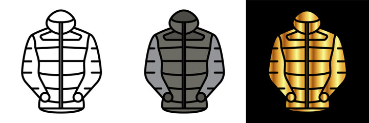 Hiking Jacket Icon, an icon representing a hiking jacket, symbolizing protection and insulation during outdoor adventures in various weather conditions.