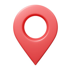3D render red pin map location pointer icon.