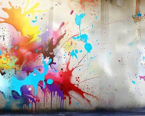 Obraz na płótnie Canvas graffiti splash on wall with Generative AI.