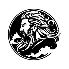 Viking Odin, logo, icon, isolated on white background, vector illustration.
