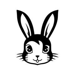 Cute little bunny. Silhouette of Easter bunny, logo, icon, Vector illustration of a black bunny isolated on a white background.