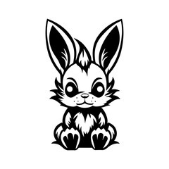 Cute little bunny. Silhouette of Easter bunny, logo, icon, Vector illustration of a black bunny isolated on a white background.