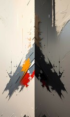 Acrylic Abstract Stripes on Background with Brush Textures Depicting Mid Century Shapes with Texture, Generative Ai