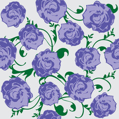 Purple stylized roses seamless pattern