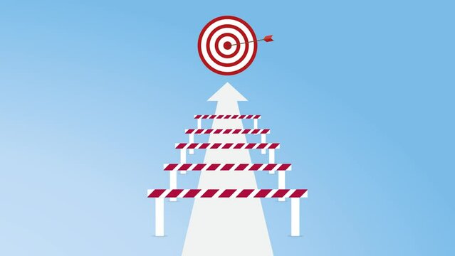 Overcoming business challenge and obstacles. Business success. Achievement and goals concept.