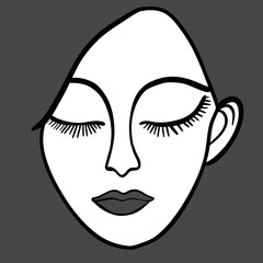 Woman face line art black and white minimal style for artwork