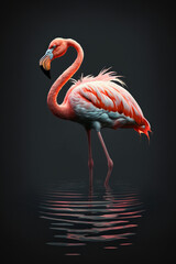 Obraz premium Pink flamingo on dark background llustration