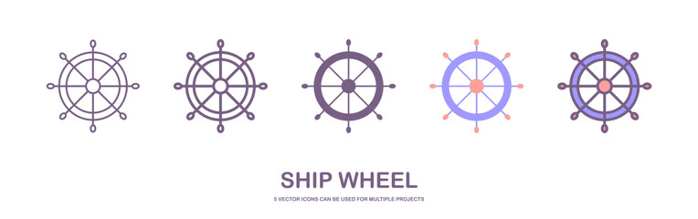 Helm Anchor vector icon logo Nautical maritime sea ocean boat illustration. ship wheel icon vector. isolated on white background.