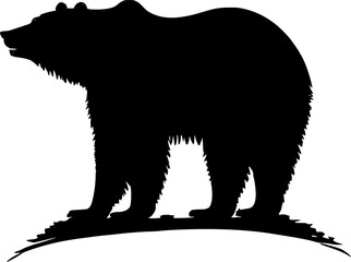 Silhouette of a brown bear on a white background, vector image.