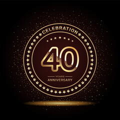 Fototapeta premium 40 year anniversary logo design with double line numbers in gold color, vector template