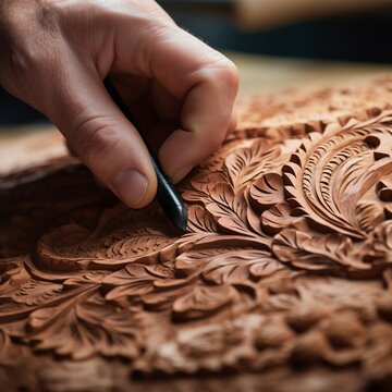 Close-up of Carved Wood Patterns