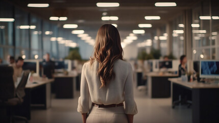 Obraz premium 職場内を歩く女性の後ろ姿