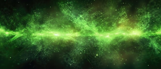 Naklejka premium Green glow particle abstract background. Light blurred of rainbow light glitter. Glow texture background. Generative AI