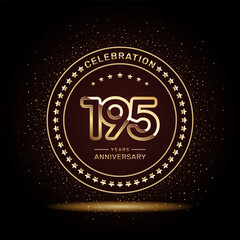 Fototapeta premium 195 year anniversary logo design with double line numbers in gold color, vector template