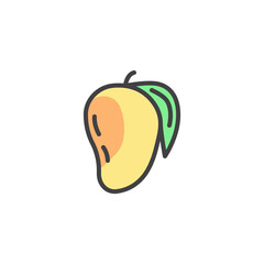 Mango fruit with leaf filled outline icon