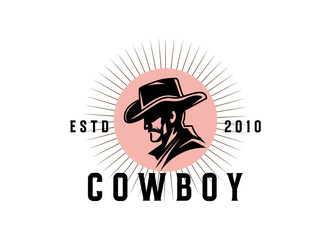 Vintage retro texas cowboy logo design template