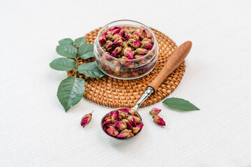 dried rose tea in a cup